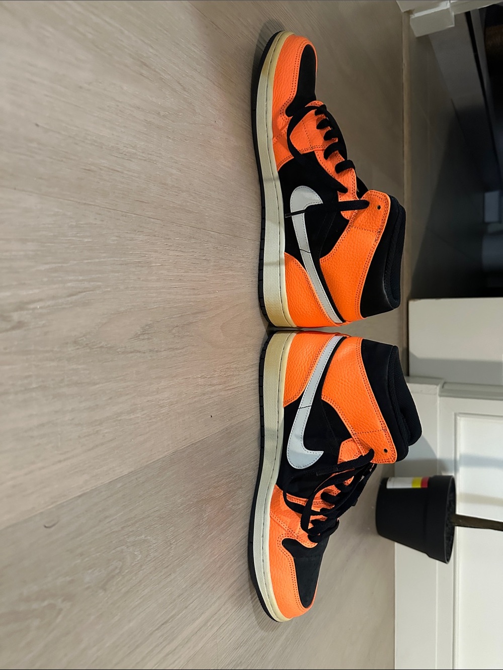 Nike Air Jordan 1 Mid Orange & Black with White Swoosh - Picture 4 of 4